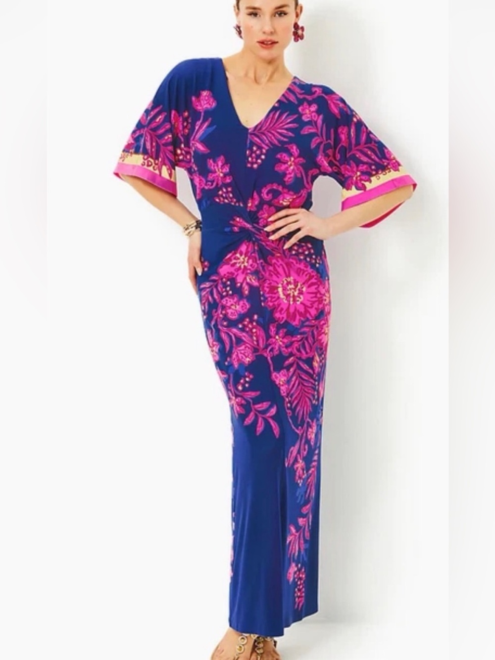NWT Lilly Pulitzer Adalyn Maxi Kimono sleeve Dress Never Ending Summer Size 00